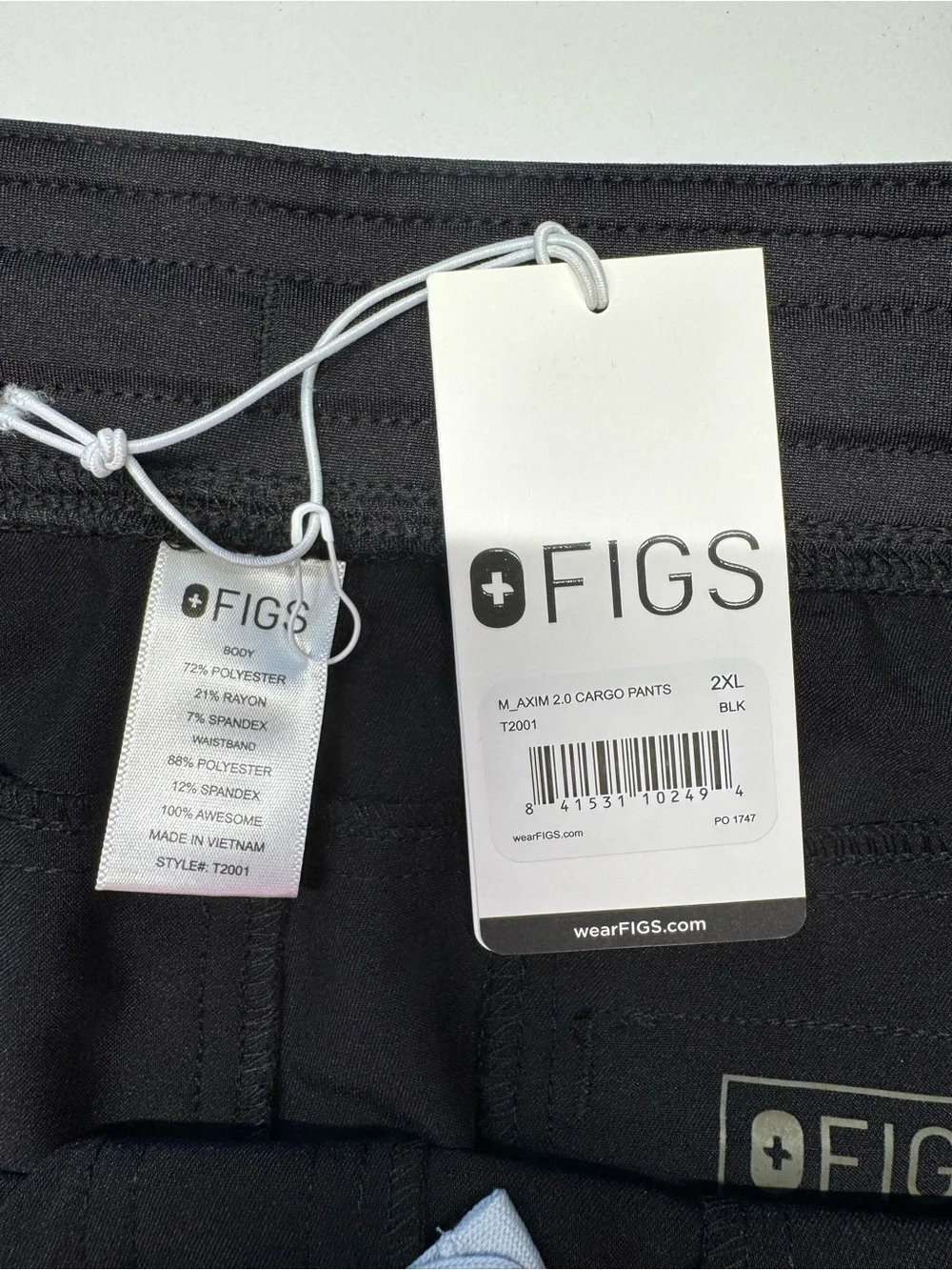 FIGS men's Black Axim™ - Cargo Scrub Pants - 2XL in Black